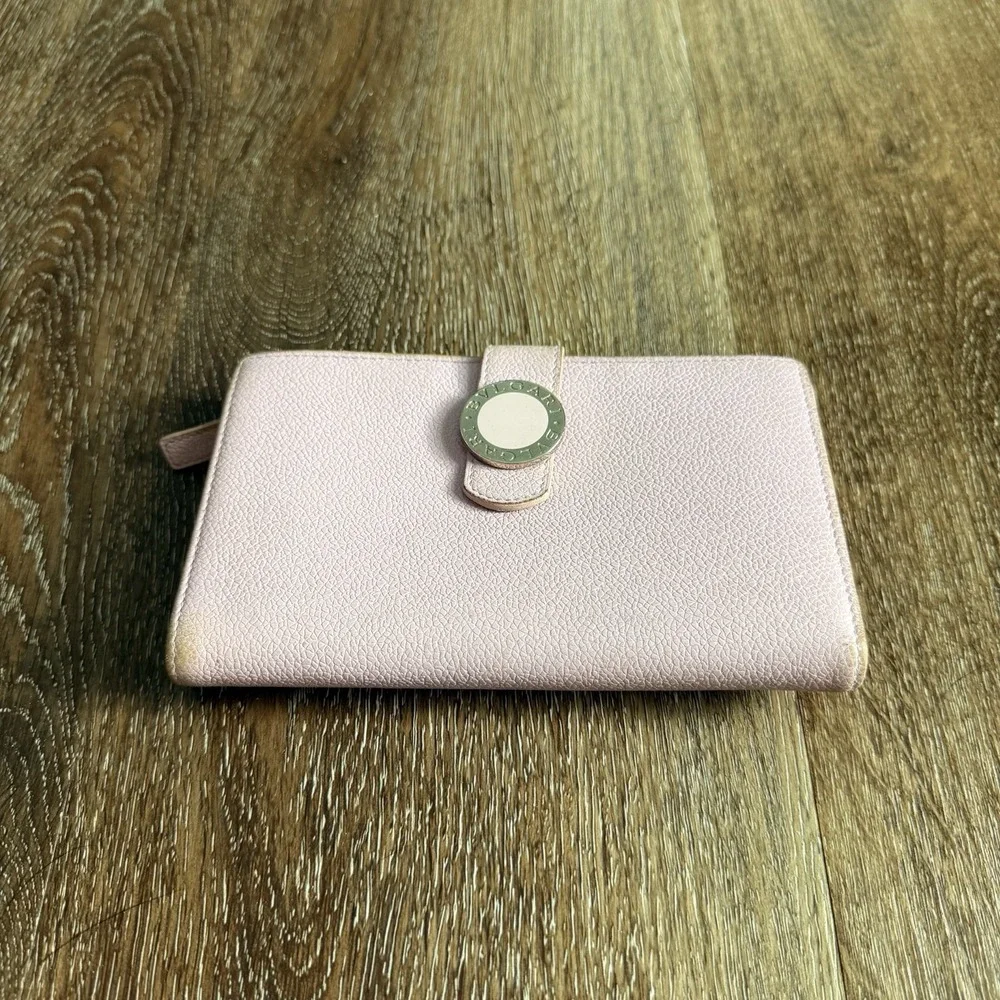 BVLGARI Colore Leather Long Bifold Wallet Light Baby Pink Vintage‎ Glam Diva